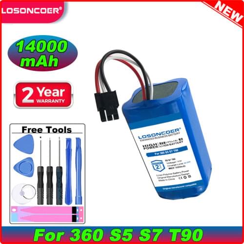 LOSONCOER Battery 3000mah Robot Vacuum Cleaner Battery For 360 S5 S7 T90 Robotic Vacuum Cleaner Spare Parts