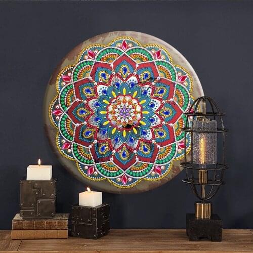 Mandala 5D Tin Diamond Painting Set Diamond Mosaic Embroidery Cross Stitch Round Iron Sheet DIY Art Crafts Home Decoration
