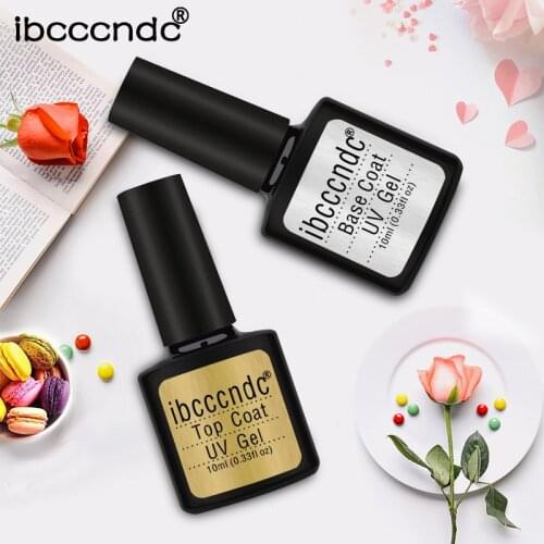 2pcs/lot Plastic Bottle 10ml Base And Top Coat Kit for Gel Nail Polish UV LED Semi Vernis Permanent Nail Art Soak off