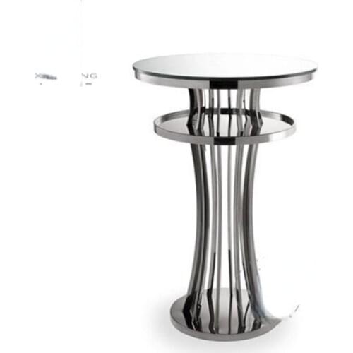 Cheap Price Modern Portable Bar use High Top Round Silver Cocktail Table