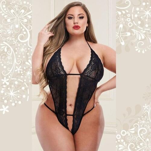 3XL-5XL Plus Size Lingerie Sexy Women Backless Underwear Deep V-Neck Bodysuit See Through Sex Costumes Porn Teddies Hot Lenceria