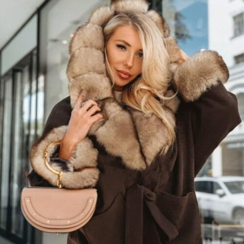 FURSARCAR 2021 New Arrival Real Fox Fur Coat Natural Fur Jacket Top Fashion Female Slim Thick Warm Winter Casual Style Overcoat