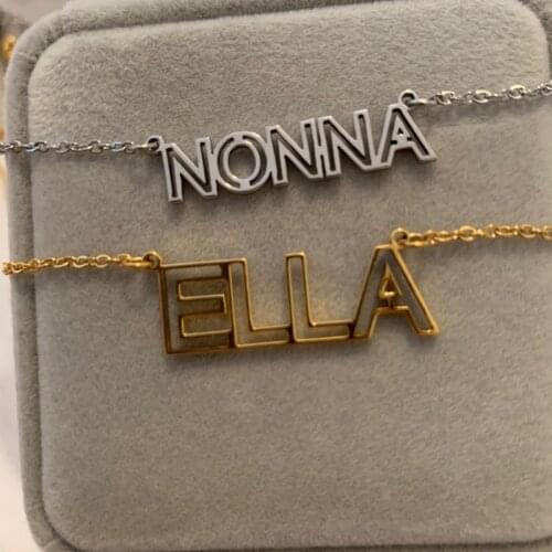 Personalized Hollow Initial Name Necklace Custom Letter Nameplate Necklaces Pendants Women Jewelry Initial Accessories Collier