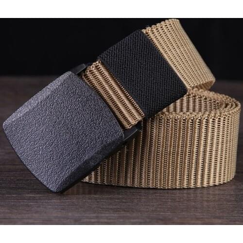 Tactical Belt Men Army Adjustable Waist Belts With Plastic Buckle Male Military Training Nylon Canvas Waistband for Pants 120cm