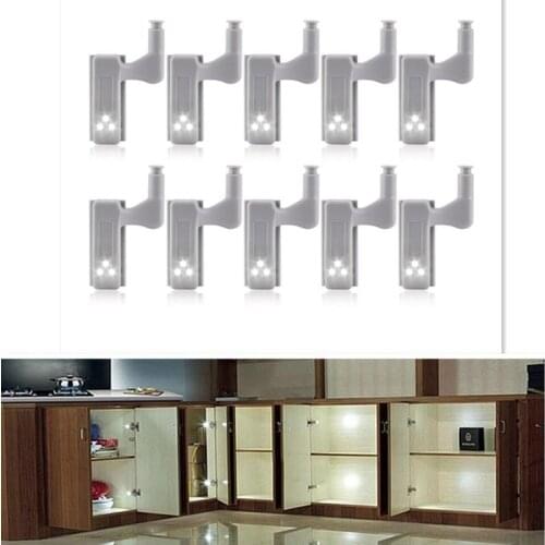 10Pcs LED Smart Touch Induction Cabinet Light Cupboard Inner Hinge Lamp Sensor Light Night Light for Closet Wardrobe