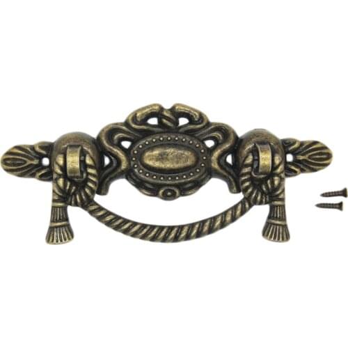 Antique Pull Handle Vintage Zinc Alloy Kitchen Drawer Pull Handle European Style Handle for Cabinet Cupboard Wardrobe, 115x45mm