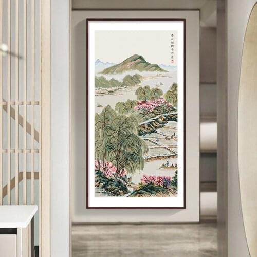 Вышивка крестиком набор Chinese vintage landscape painting spring willow tree cross stitch kits punto de cruz ofertas