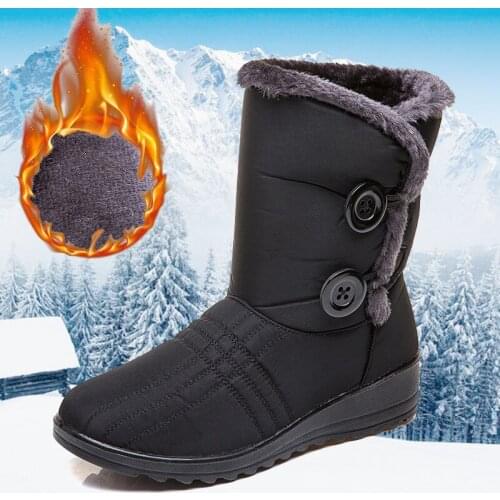 2019 Fashion Winter Shoes Woman Pink Leather Boots Women Platform Snow Boots Flat with Fur Warm Hot Sale Large Size women boots