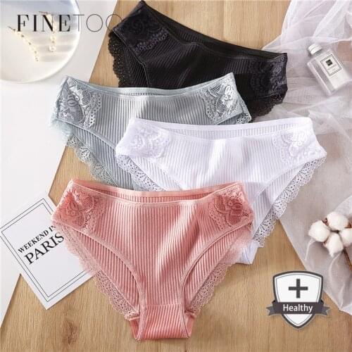 FINETOO M-2XL Cotton Panties Women Comfortable Underwears Sexy Low-Rise Underpants Female Lingerie Plus Size Ladies Briefs 2020