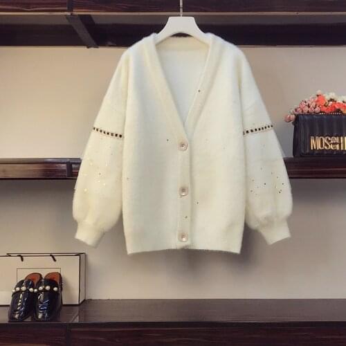 2021 Women Sweaters Autumn Sequin Knitted Cardigans Loose Casual Patchwork Sweater Black Streetwear Korean Ropa Mujer Jumper