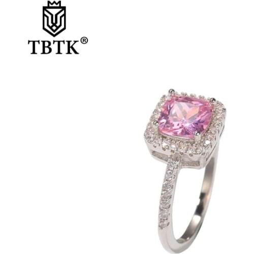 TBTK New Fashion Ring Gold Silver Color Paved Pink CZ Charm Jewelry For Women New Trendy Crystal Rings Jewelry Drop shipping