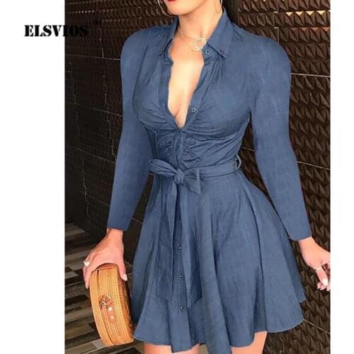 Sexy Lady New Fashion Deep V Neck Florar Print Short Dress Casual Long Sleeve Fall Wnter Bandage Mini Dress Elegant Party Dress