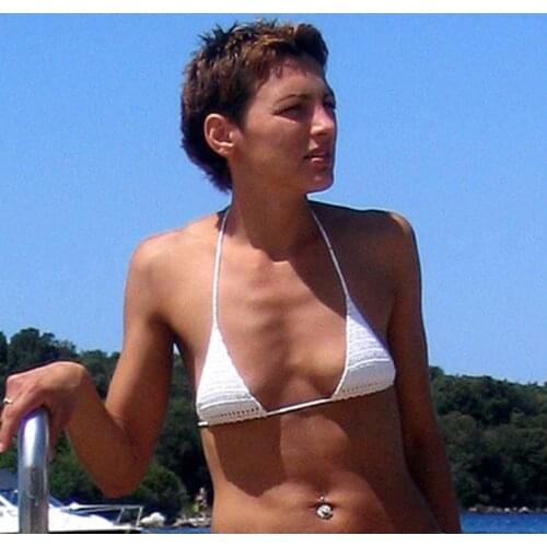 13 Colors Hand Crochet Womens Micro Swimwear Top Extreme Sexy Cotton Mini Bikini Top Sunbathing