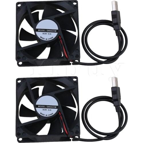 2 x Cooling Fans Portable 5V 8cm Computer Case PC USB Radiator 1300RPM