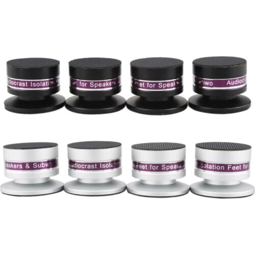 4PCS Audiocrast Aluminium Black & silver Shockproof Spike+Pad Isolation Stand HiFi Amplifiers (Black)