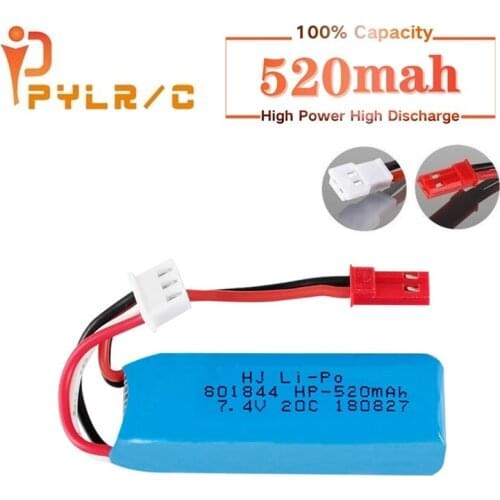 7.4V 520mAh 801844 Lipo Battery for WLtoys K969 K989 K999 P929 P939 A202 A212 A222 A232 A242 A252 RC Car 2s Battery for XKA600