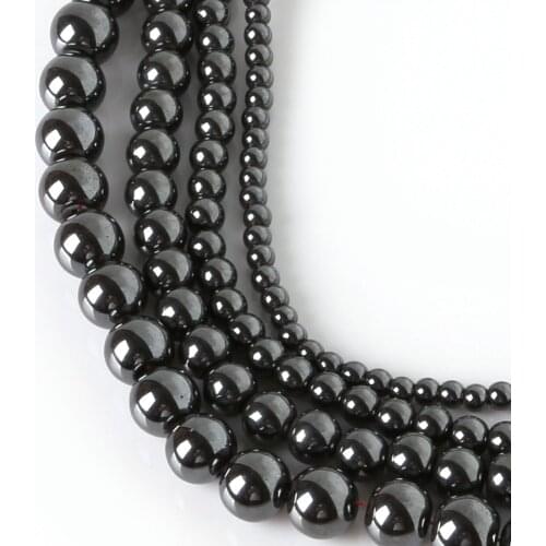 Natural Stone Black Hematite beads Round Loose beads Stone ball Selectable 4/6/8/10MM For DIY Jewelry bracelets Making