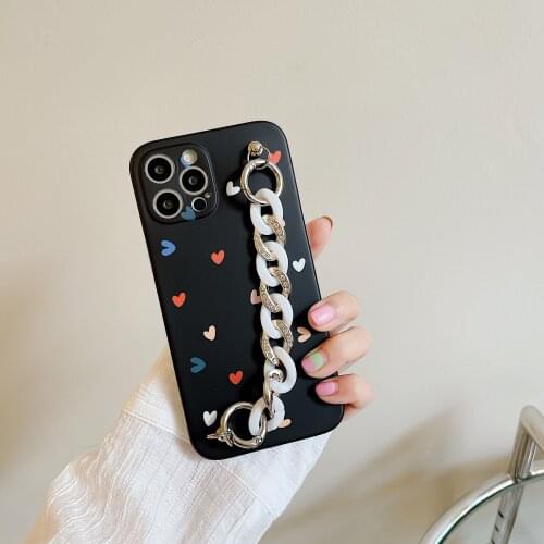 USLION Love Heart Bracelet Black Soft Camera Phone Protection Cover For iPhone 11 12 Pro Max Mini X XR XS XSmax 7 8 Plus SE 202