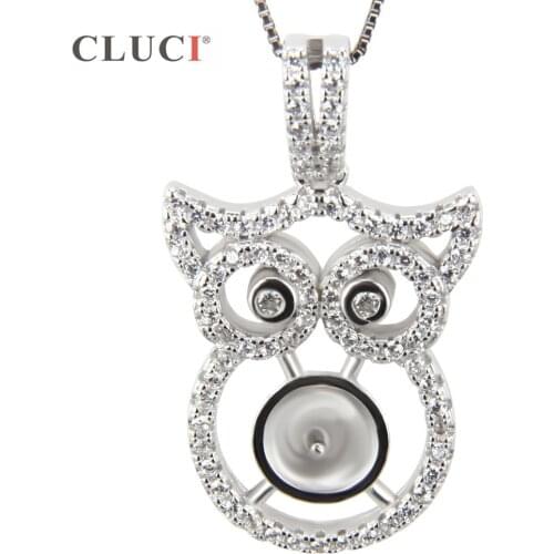 CLUCI Authentic 925 Silver Cute Owl Pendant Full With Zircon Sterling Silver Women Charms Pendant Valentine Gift Jewelry SP134SB