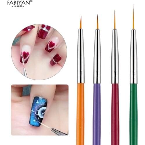 7/9/11/15mm Colorful Nail Art Brushes Liner Painting Drawing Detailing Flower Pen Manicure For UV Gel Decoration Tools Tips Kit