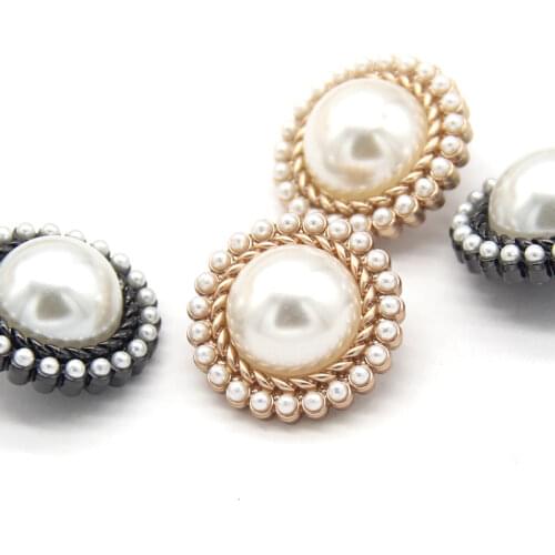 HENGC Vintage Pearl Gold Metal Sewing Buttons For Clothing Women Coat Suit Handmade Decorative DIY Crafts Accessories Wholesale