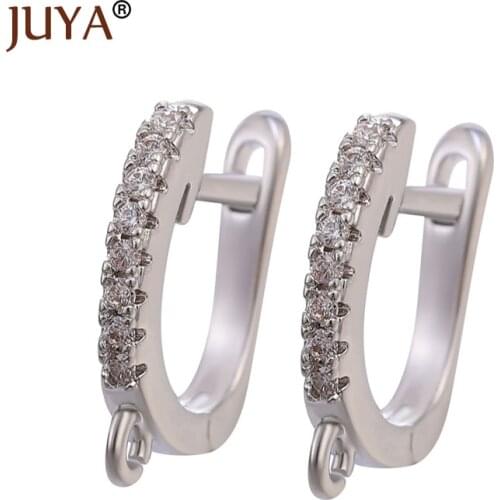 Juya Simple Handmade Earrings Jewelry Material Classic Zircon Earring Hooks Accessories For Women DIY Dangle Earrings Jewelry
