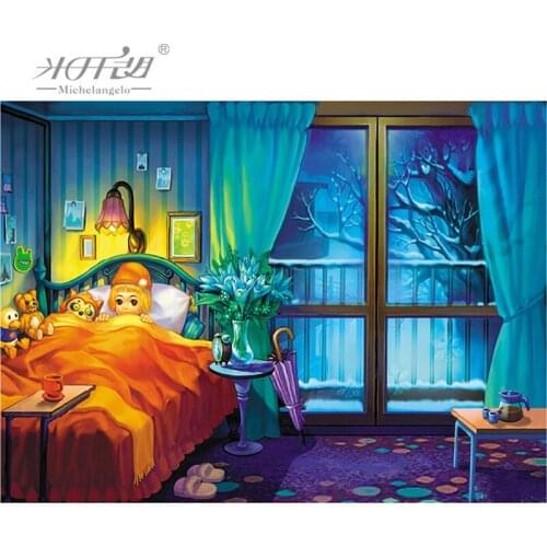 Michelangelo Wooden Jigsaw Puzzles The Snowy Night Cartoon Kids Educational Toy DIY Decorative Wall Painting Gift Home Decor