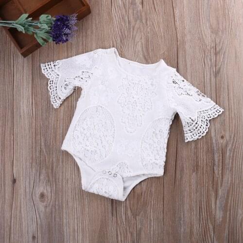 Citgeett Lovely Gifts Baby Girls White ruffles Half Sleeve Romper Infant Lace Jumpsuit Clothes Sunsuit Outfits Summer