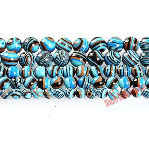 Factory price Natural Stone Blue Lace Malachite Round Loose Beads 16" Strand 6 8 10 12 MM Pick Size For Jewelry Making
