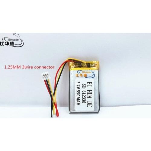 Li-po Polymer battery 550 mah 3.7 V 612338 smart home MP3 speakers Li-ion battery for dvr,GPS,mp3,mp4,cell phone,speaker