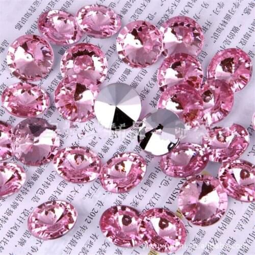 MHS.SUN 6MM-30MM Lt Pink Color Pointback Acrylic Rhinestones Satellite Faceted Acrylic Stone For Diy Hand Craft Decoration