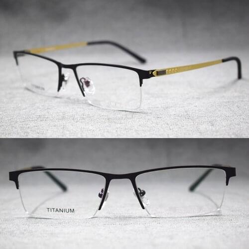 Men Spring Hinges Titanium Alloy Eyeglass Frames Half Rimless Unisex Glasses Spectacles