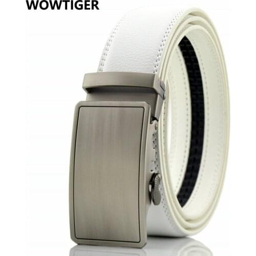 WOWTIGER Mens Automatic buckle white Male Leather belt for Men Designers Luxury Brand Belts men ceinture homme