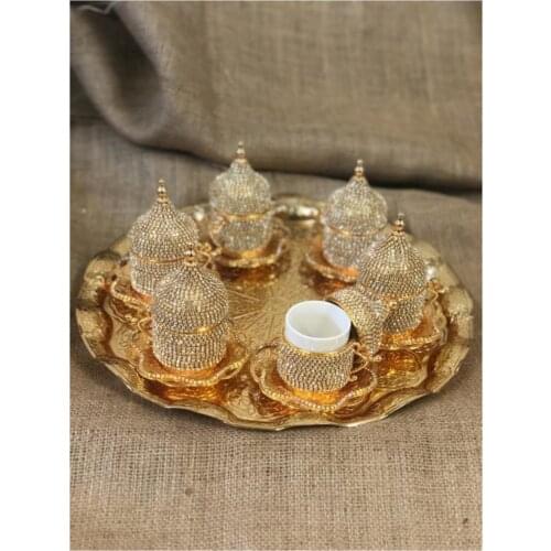 Gold Color Silver CZ Cup set coffee pot coffeware set colander coffie filter