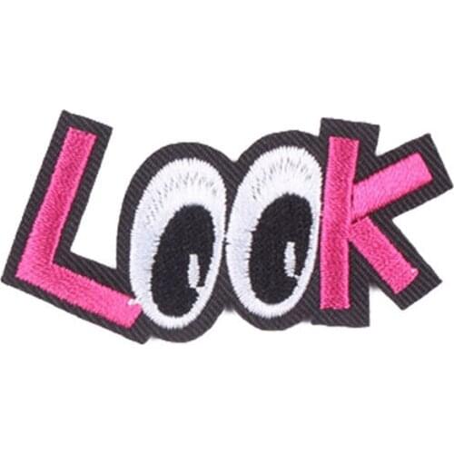 LOOK Letter Patch Iron Patches For Clothing Embroidery Sticker Strip On Clothes Sewing Patches Jean Jacket Applique