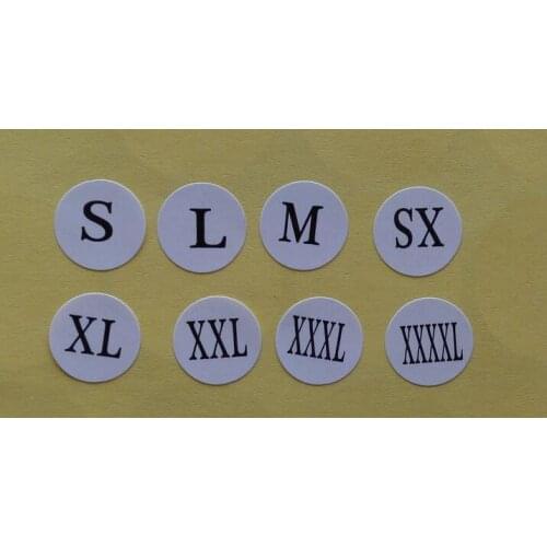 The non-drying label size medium code sticker circular measurement standard XS/S/M/L/XL/XXL XXXL