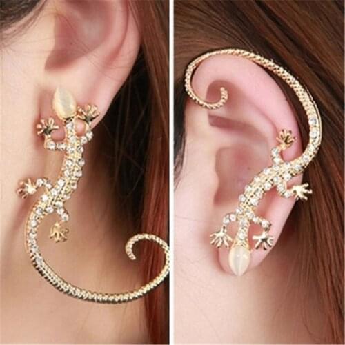 New Korean Fashion Jewelry Exaggerated Gecko Lizard Luxury Crystal Earrings Elegant Earrings Female Earrings