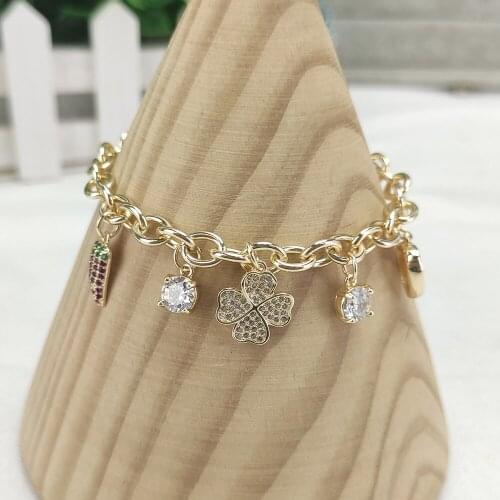 NEW Champagne Gold Color Flower Tag Bracelet Cubic Zirconia Love Jewelry for Beautiful Girl Friend Gift Dropshipping Wholesale