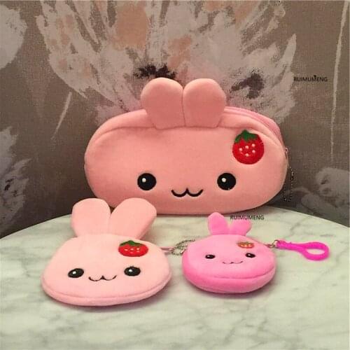 New 3Colors. rabbit Plush Coin Purse , Soft Plush Coin BAG , lady girls keychain pocket coin Bag