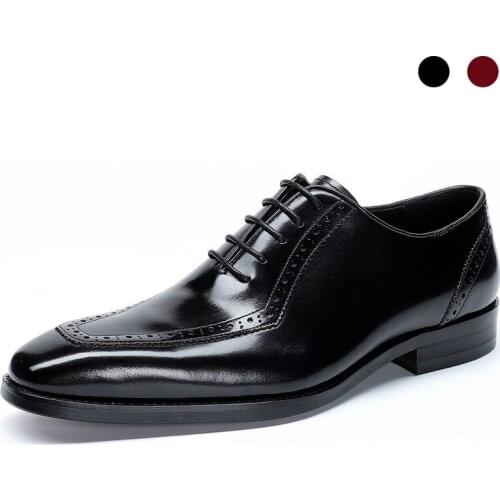 Oxford Brogue Bridegroom Dress Office Best Men Shoes Black Genuine Leather Designer Original Casual Business Shoes