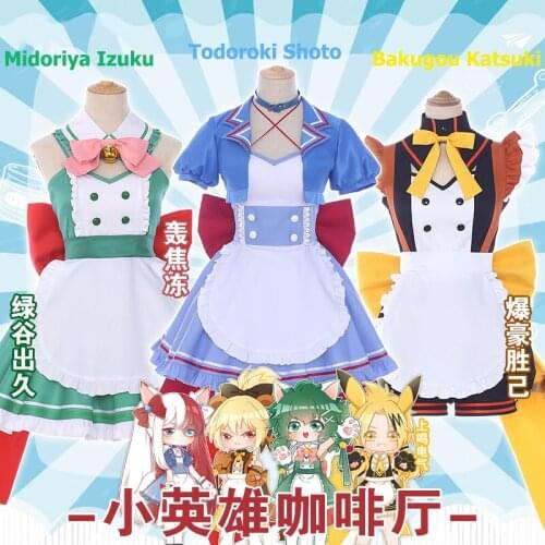My Hero Academia Midoriya Izuku Cosplay Dress Todoroki Shoto Bakugou Katsuki Kaminari Denki Maid Dress Uniform Cosplay Costume