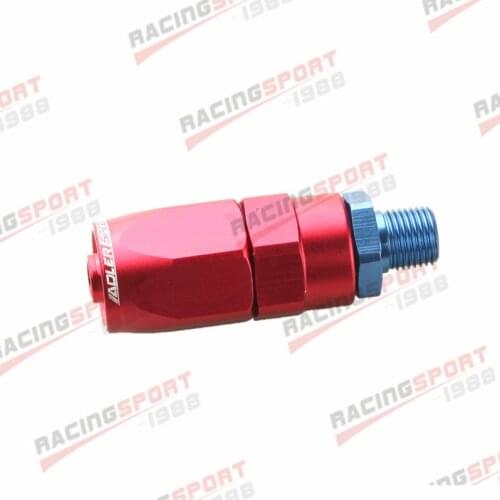 -6AN To 1/8" NPT Straight Swivel Oil Fuel Gas Line Hose End Fitting Red/Blue