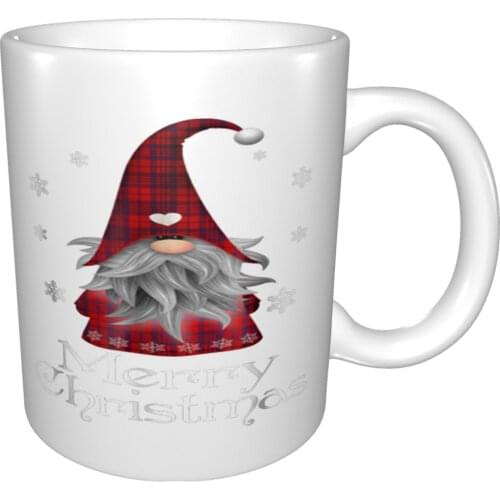 Nice Santa Claus Garden Gnome Merry Christmas Plaid Mug Coffee Cup Coffee Mug Sakura Glass Tea Glass Double Walled