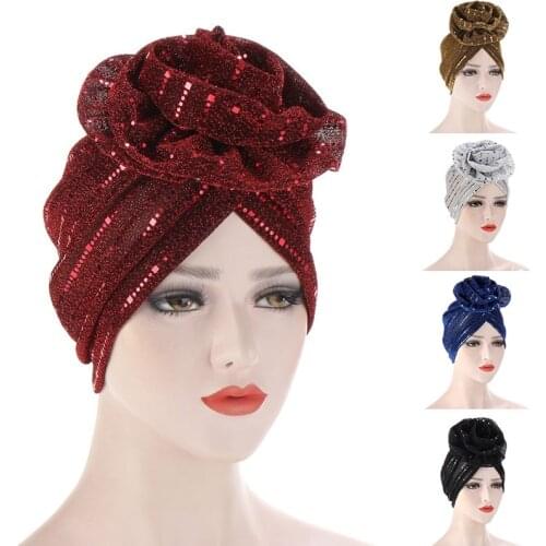 New Flower Round Headscarf Bonnet Hat Turban Hat Muslim Folds Sleep Hat Head Cover Night Cap Resuable Wedding Party Bonnet Hat