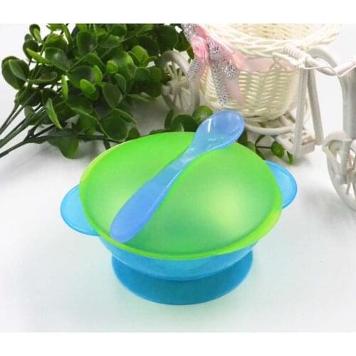 Infant Baby Kids Slip-resistant Sucker Bowl Feeding Training Dishes Children Gift Tableware Temperature Sensing Spoon Plate