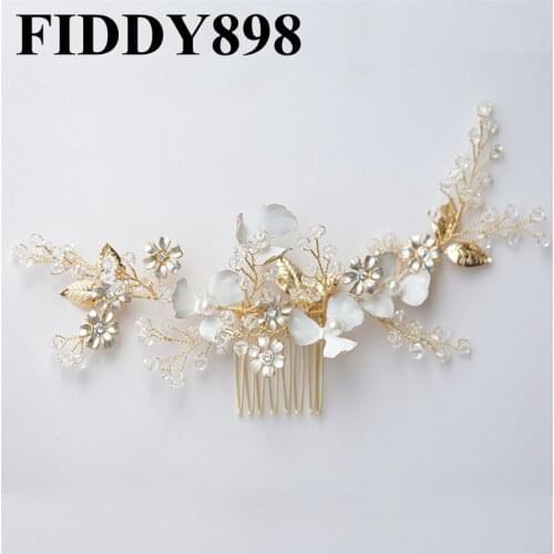 Vintage Wedding Hair Accessories Crystal Beaded Bridal Hair Comb Flower Bridal Headpiece Women Hair Jewelry Hair Pins Crown