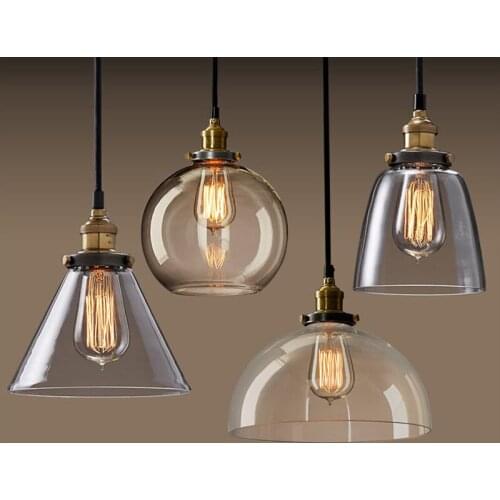 Retro Glass Pendant Lights LED Kitchen Lights LED Lamp Bedside Hanging Lamp Ceiling Lamps Bedroom Living Room Lighting Fixtures