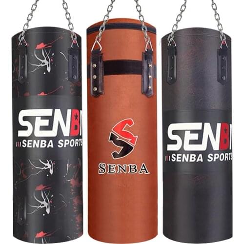 60/80/100/120CM High Quality Thickened Leather Suede Sandbag PU Hook Hanging Punching Bag Kicking Muay Thai Men Boxing Sand Bags