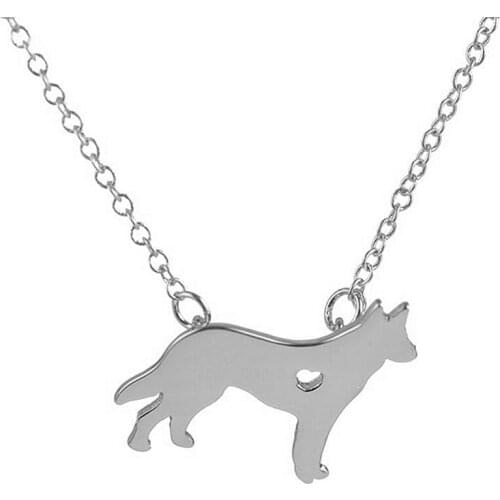 1Pc New German Shepherd With A Heart Pendant Animal Pet Necklace Mix Color Link Chain Celebration Gift Tag Men Women Jewelry
