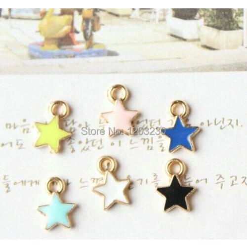 100pcs/lot alloy drop oil metal Little Star shape Pentagram floating charms for Jewelry decoration material